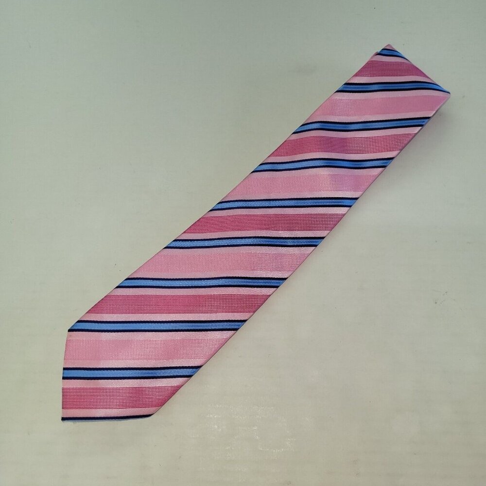 Jacob Alexander Tie Mens Necktie Pink Stiped Handmade Preppy Ken &‎ Barbie - Picture 2 of 7